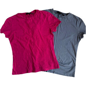 Lot Of 2 Theory Baby Tee Womens Small Crew Neck Stretch Fitted Tee Casual Preppy